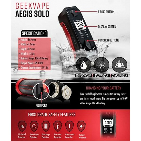 Geekvape - Aegis Solo 100W Elektronik Sigara Mod