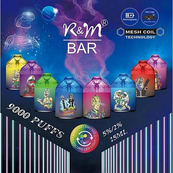 R&M Bar - 9000 Puff Şarj Edilebilen Tek Kullanımlık Elektronik Sigara